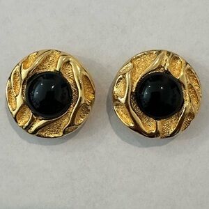 Elegant Gold and Black Statement Earrings (I've been told they're Chanel)